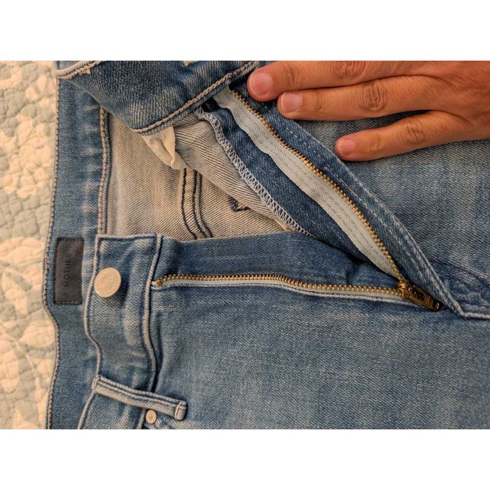 MOTHER The Split Second Denim Midi Skirt Mediterranean Muse Blue 28 Western - Picture 6 of 13